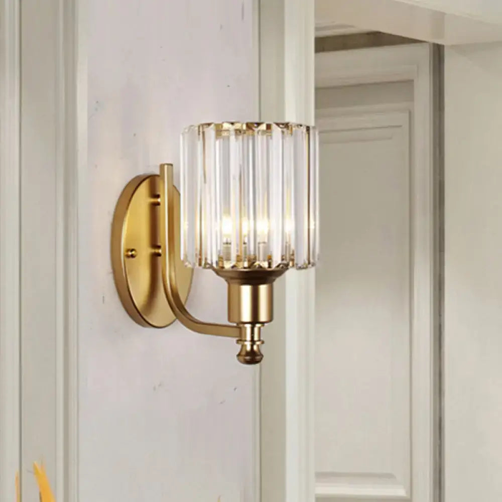 Contemporary black & gold crystal rectangle wall sconce bedroom light