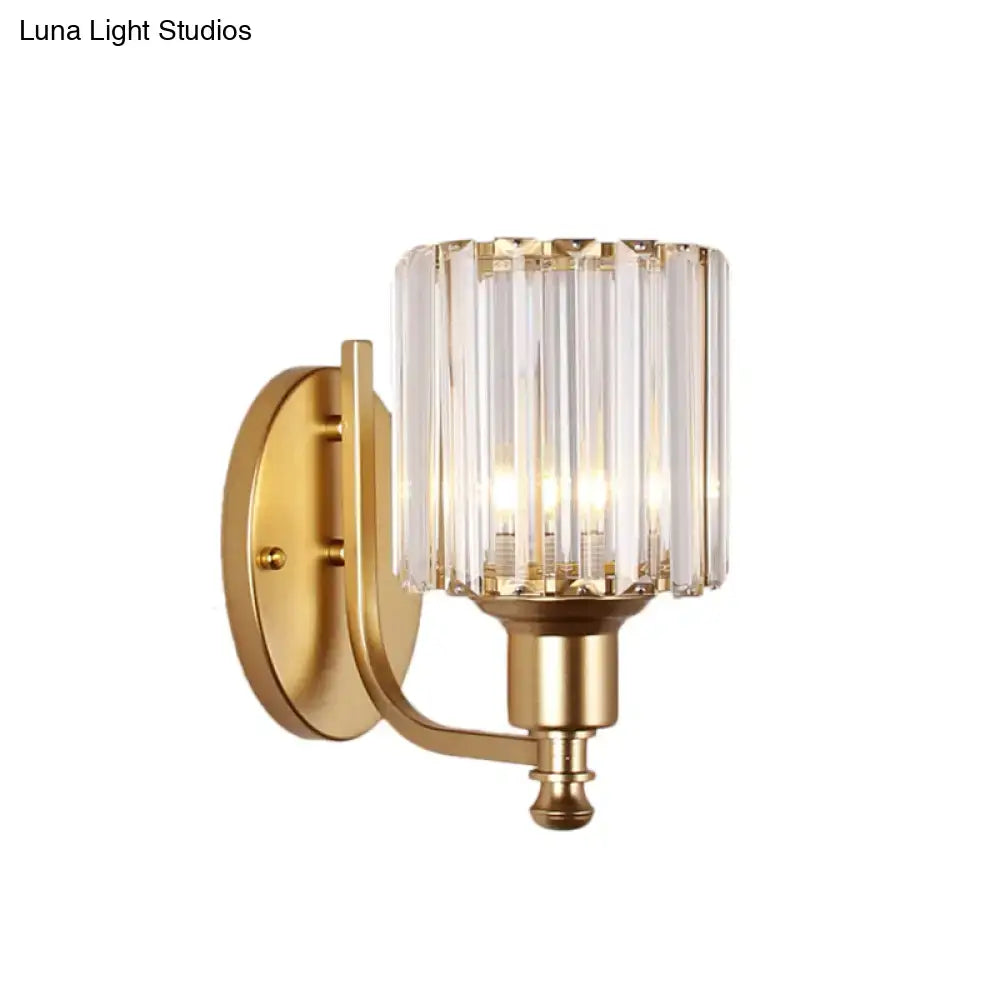Contemporary black & gold crystal rectangle wall sconce bedroom light
