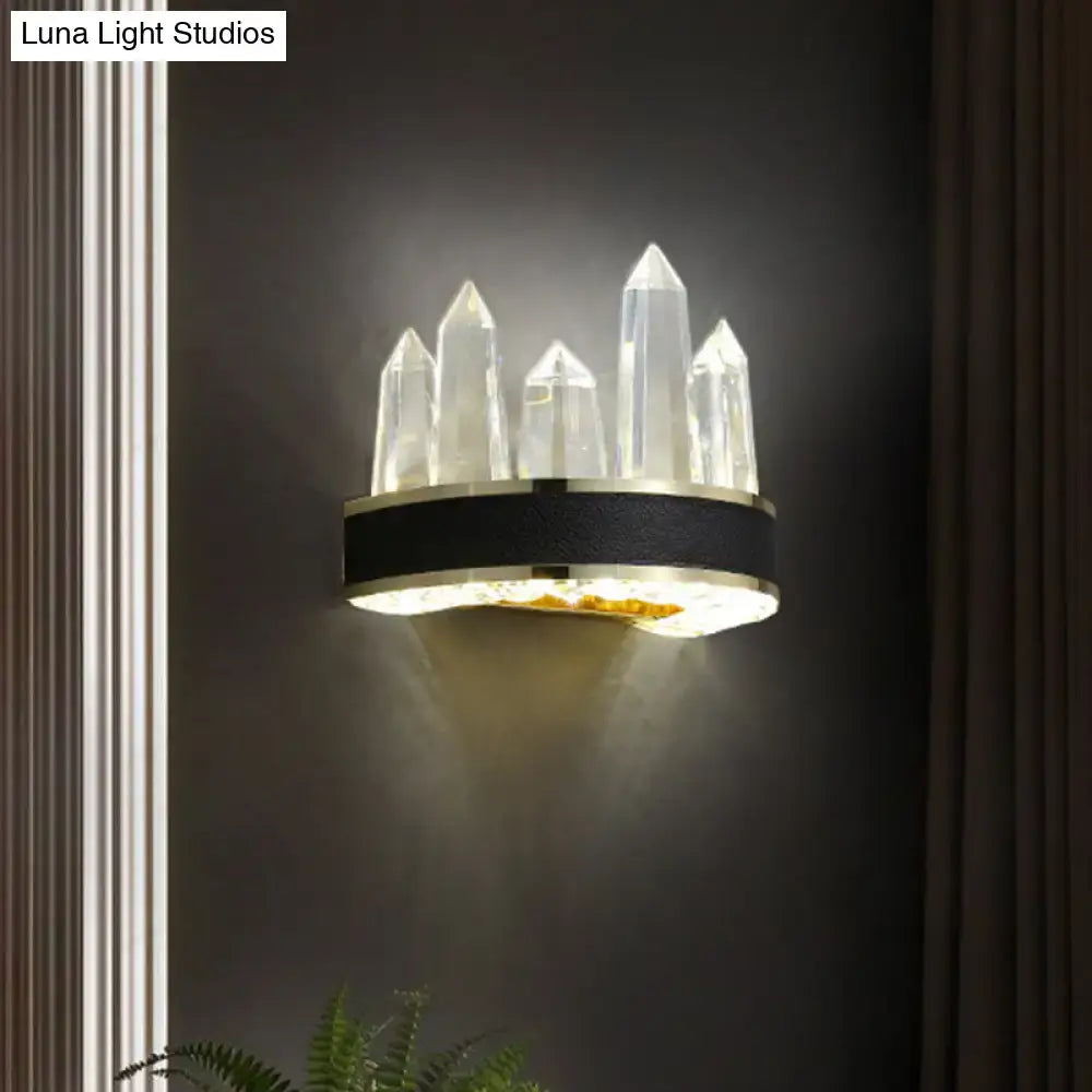 Contemporary black & gold crystal wall mount lighting living room