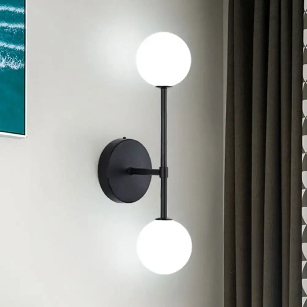 Contemporary black & gold dual ball wall lamp bedroom fixture