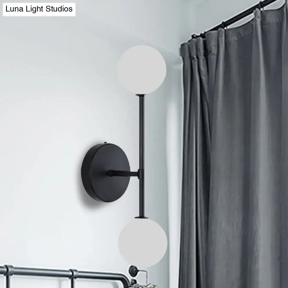 Contemporary black & gold dual ball wall lamp bedroom fixture