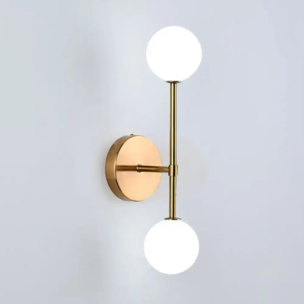 Contemporary black & gold dual ball wall lamp bedroom fixture