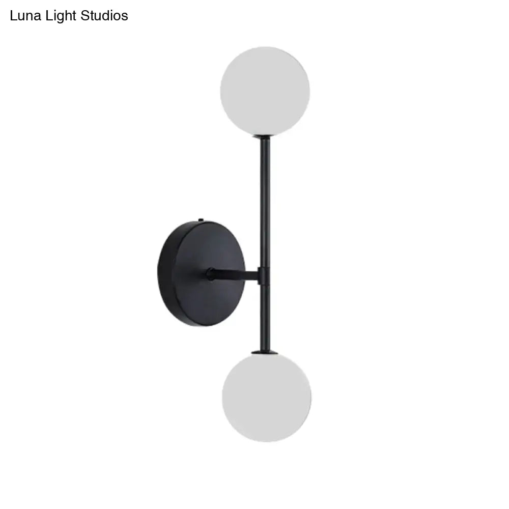 Contemporary black & gold dual ball wall lamp bedroom fixture