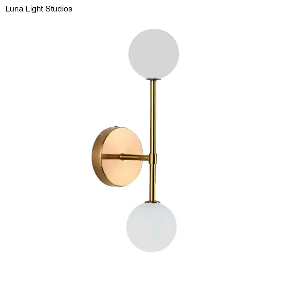 Contemporary black & gold dual ball wall lamp bedroom fixture