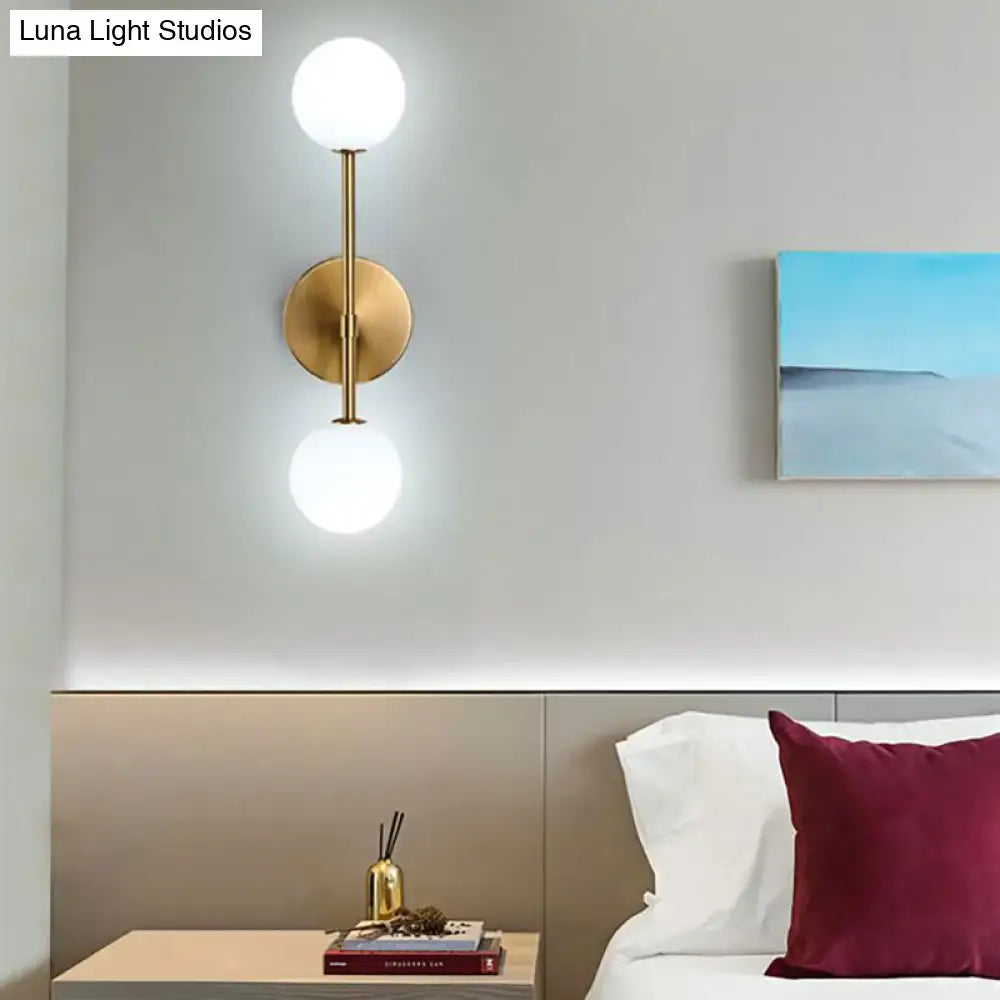 Contemporary black & gold dual ball wall lamp bedroom fixture