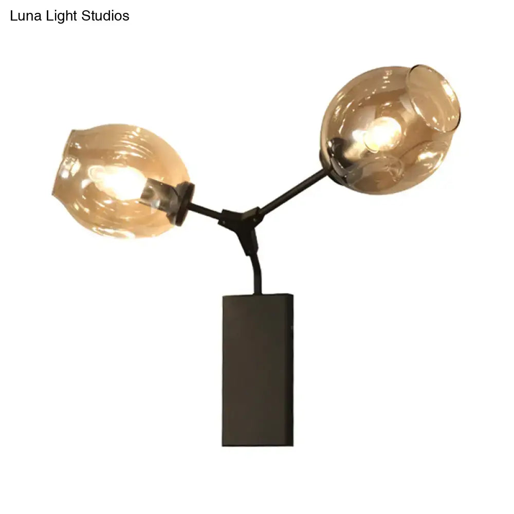 Contemporary black & gold wall sconce bedroom clear glass shade