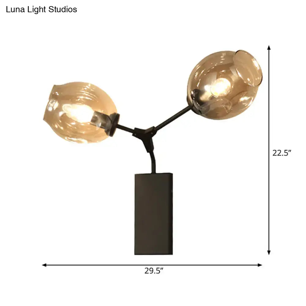 Contemporary black & gold wall sconce bedroom clear glass shade