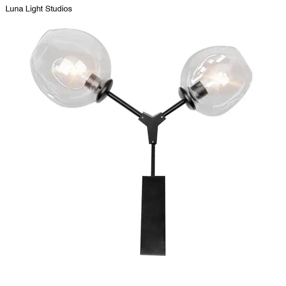 Contemporary black & gold wall sconce bedroom clear glass shade