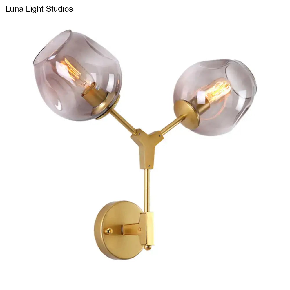 Contemporary black & gold wall sconce bedroom clear glass shade