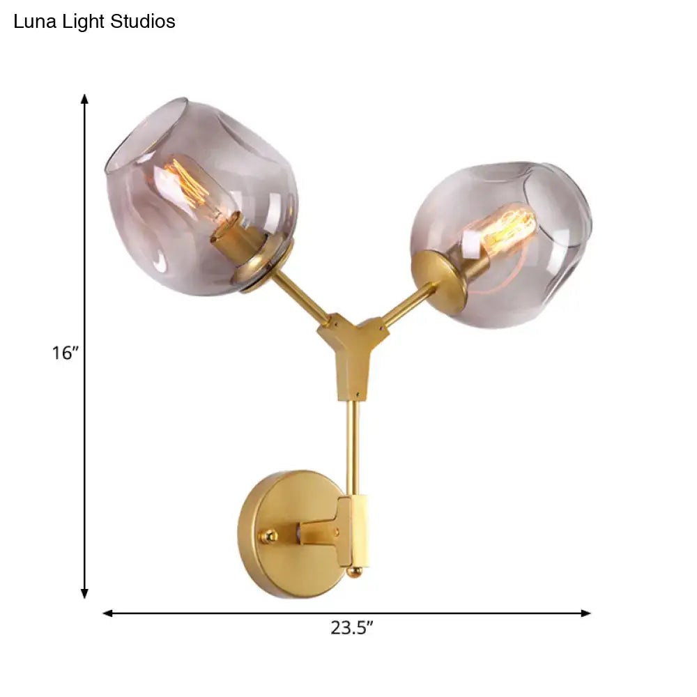 Contemporary black & gold wall sconce bedroom clear glass shade