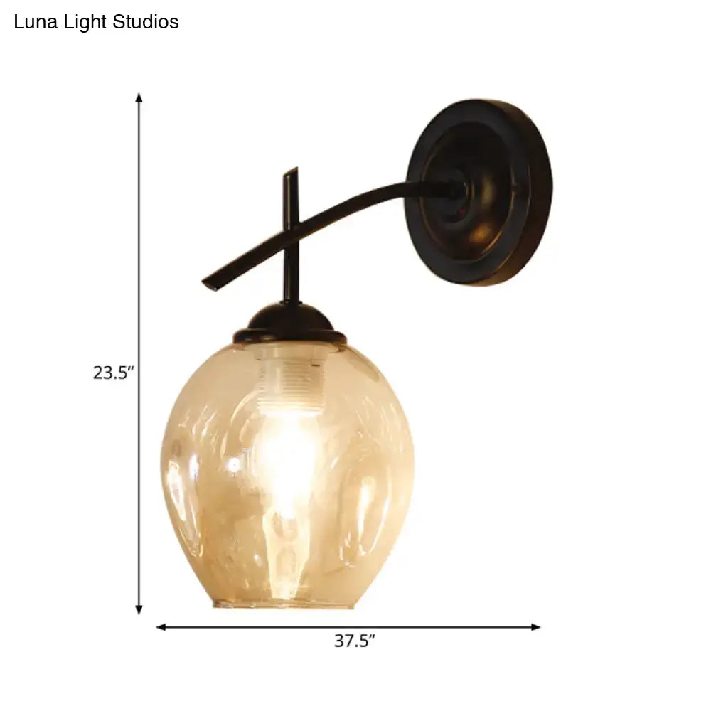 Contemporary black & gold wall sconce bedroom clear glass shade