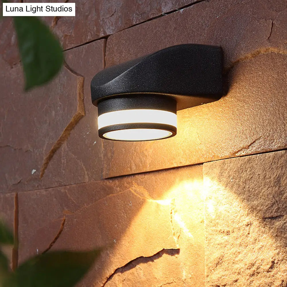 DecorBites™ Contemporary Black LED Wall Lighting: Tubular Metal Wall Washer Sconce for Backyard