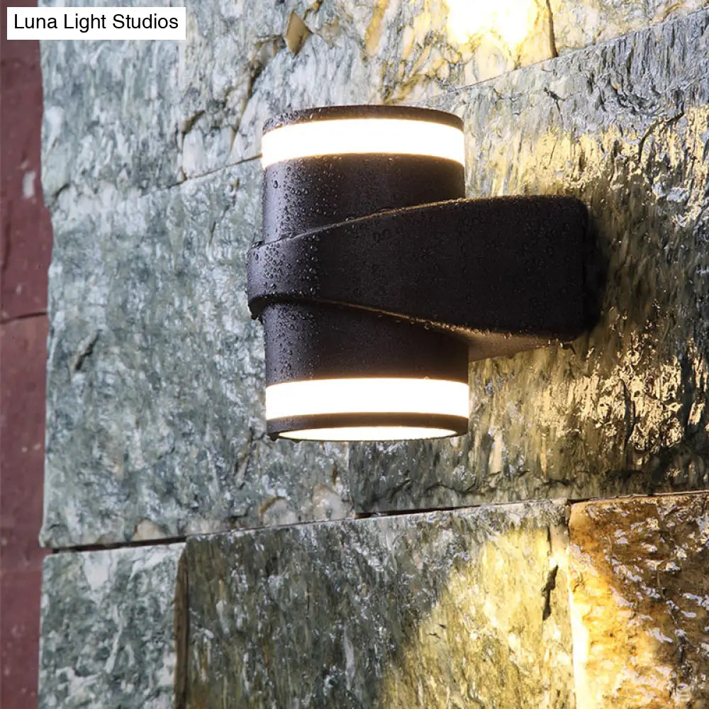 DecorBites™ Contemporary Black LED Wall Lighting: Tubular Metal Wall Washer Sconce for Backyard