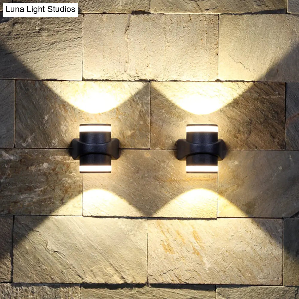 DecorBites™ Contemporary Black LED Wall Lighting: Tubular Metal Wall Washer Sconce for Backyard