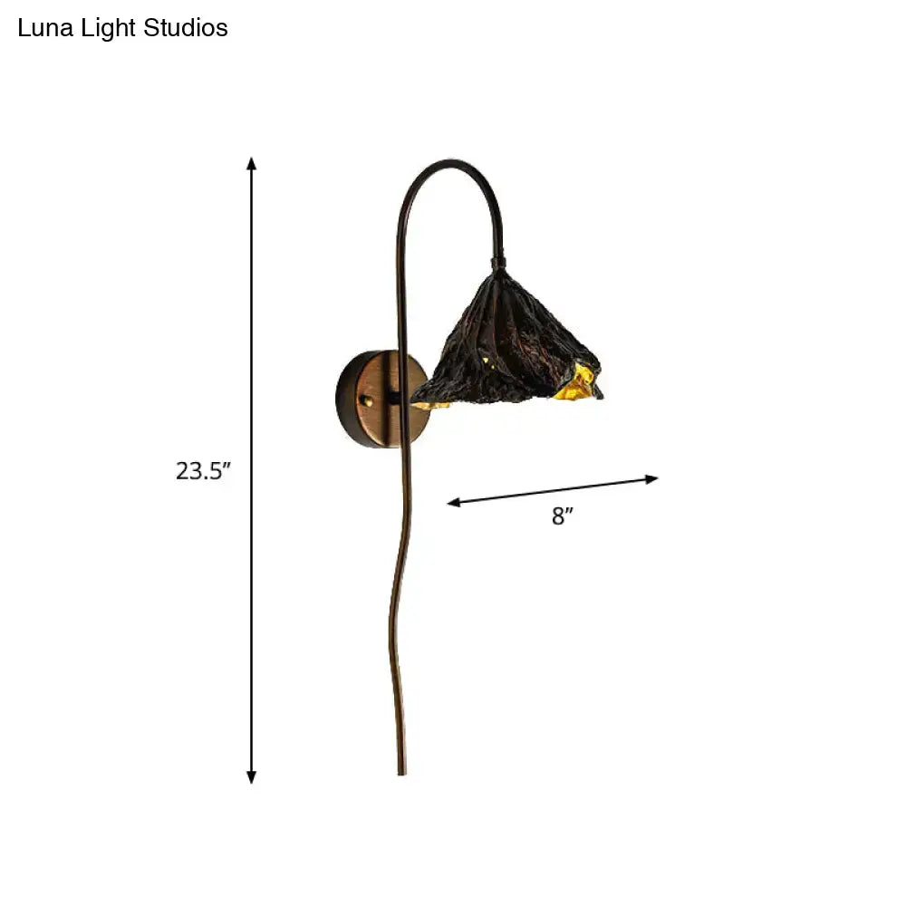 Contemporary black lotus leaf wall light – living room sconce