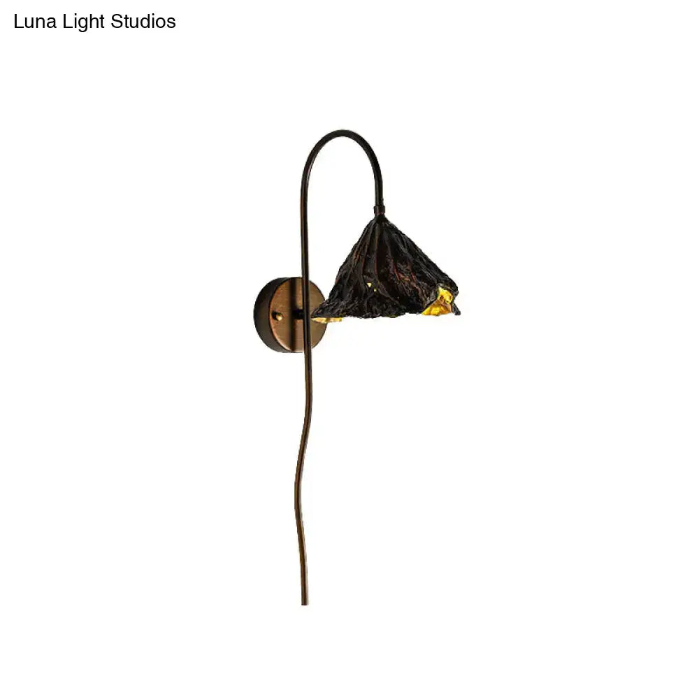 Contemporary black lotus leaf wall light – living room sconce