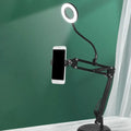 Contemporary black metal ring vanity desk lamp with adjustable arm 220v-240v 110v-120v and phone holder