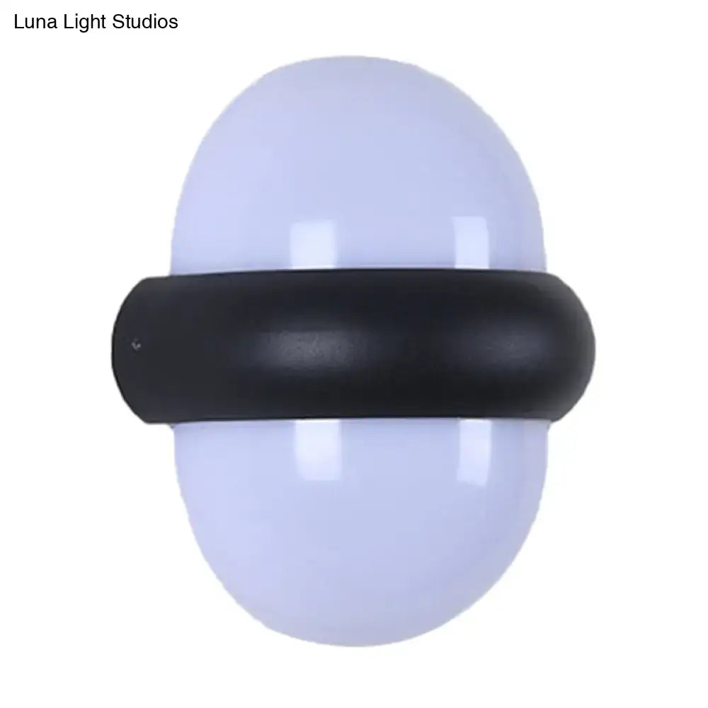 Contemporary black semi-sphere wall sconce patio outdoor area light