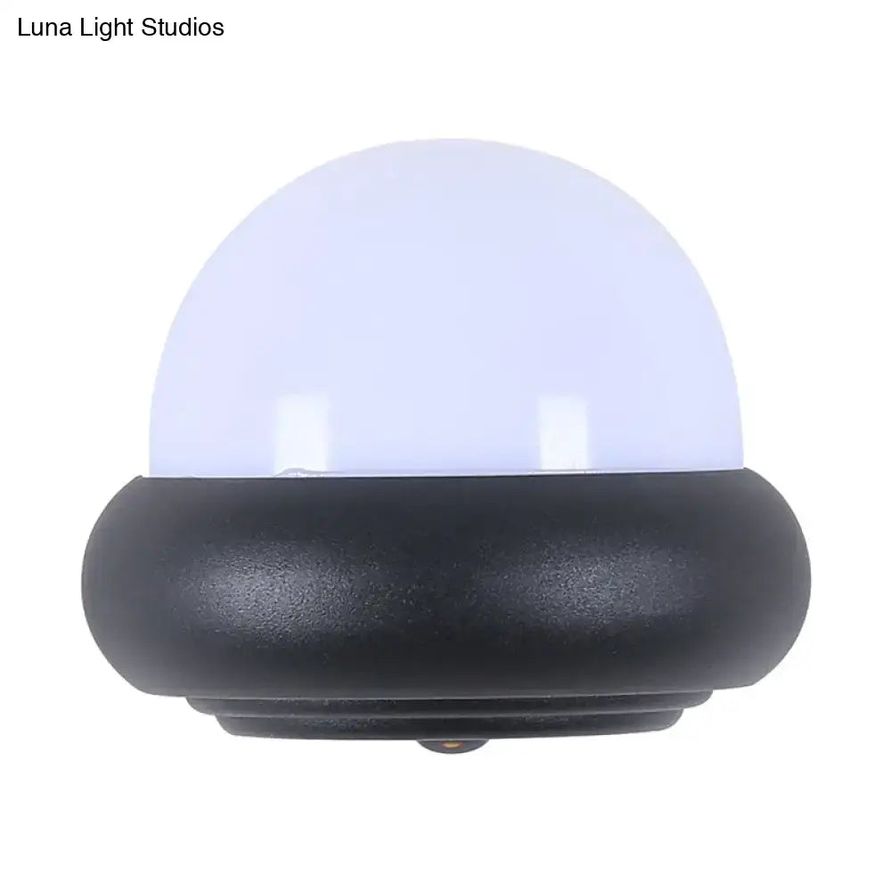 Contemporary black semi-sphere wall sconce patio outdoor area light