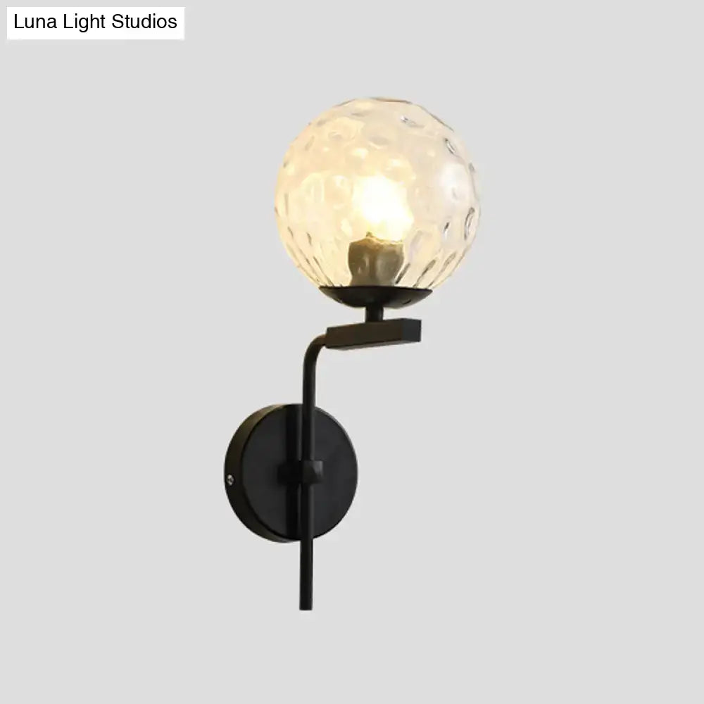 Contemporary black sphere wall mount lighting bedroom glass sconce