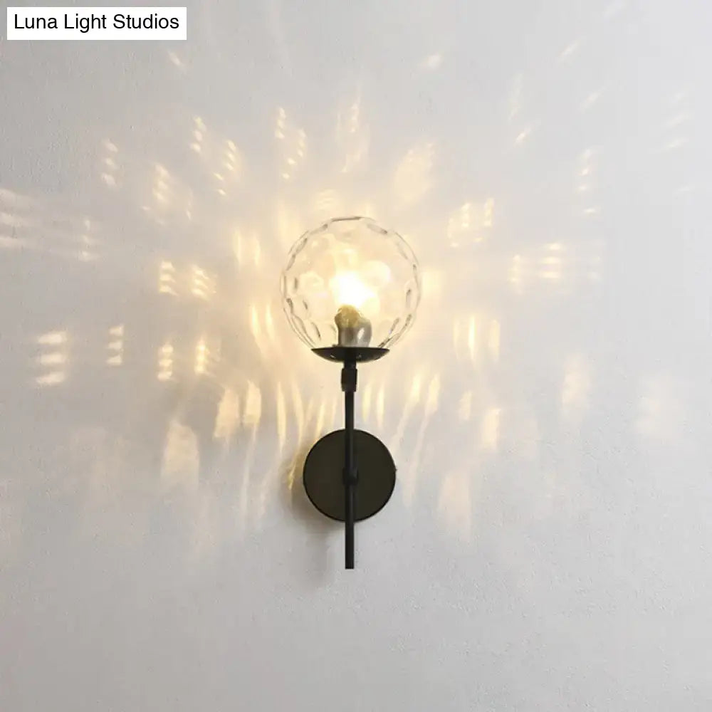 Contemporary black sphere wall mount lighting bedroom glass sconce