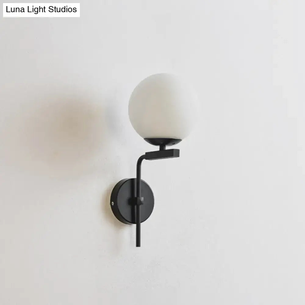 Contemporary black sphere wall mount lighting bedroom glass sconce