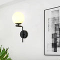 Contemporary black sphere wall mount lighting bedroom glass sconce