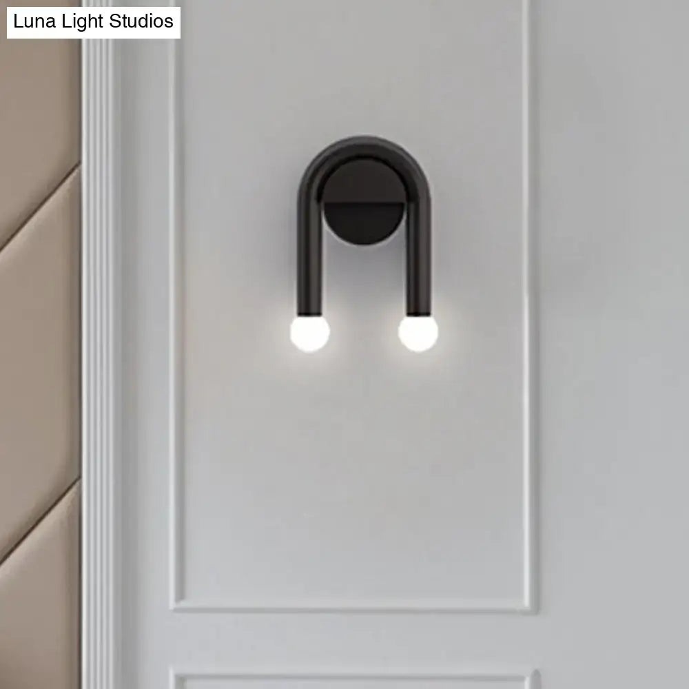 Contemporary black u-shaped light fixture bedroom wall sconce