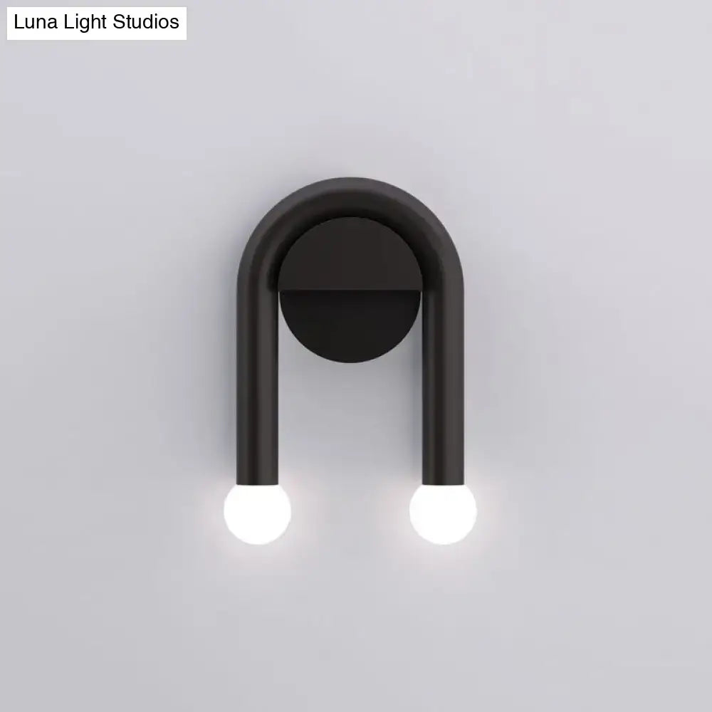 Contemporary black u-shaped light fixture bedroom wall sconce