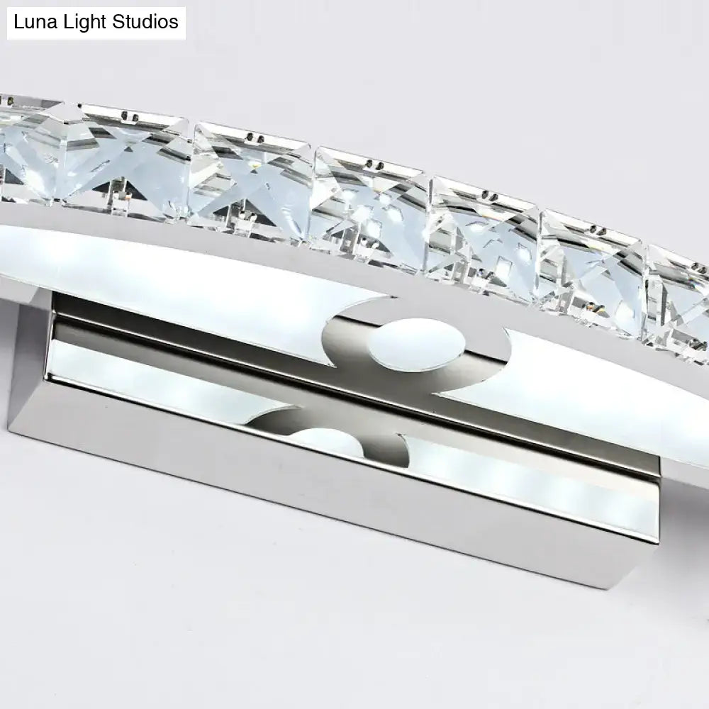 Contemporary bow shaped crystal silver vanity lighting bathroom sconce
