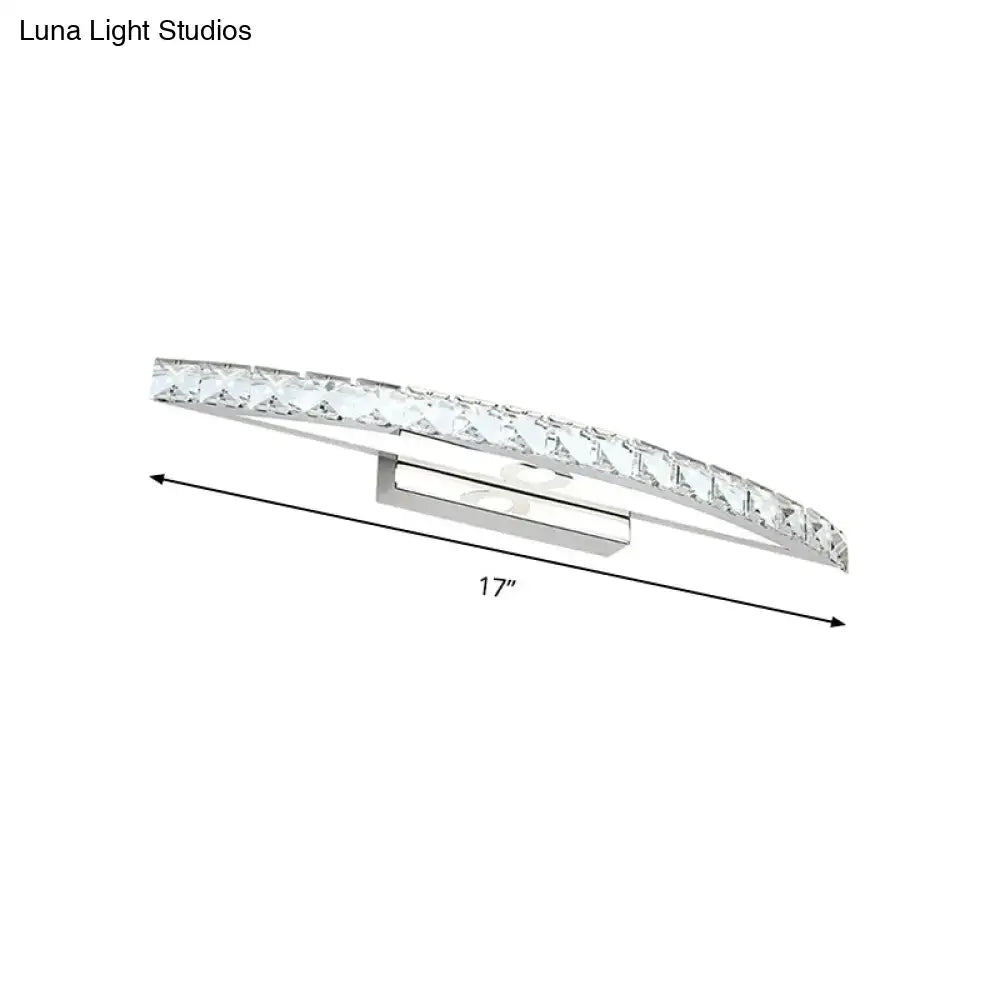 Contemporary bow shaped crystal silver vanity lighting bathroom sconce