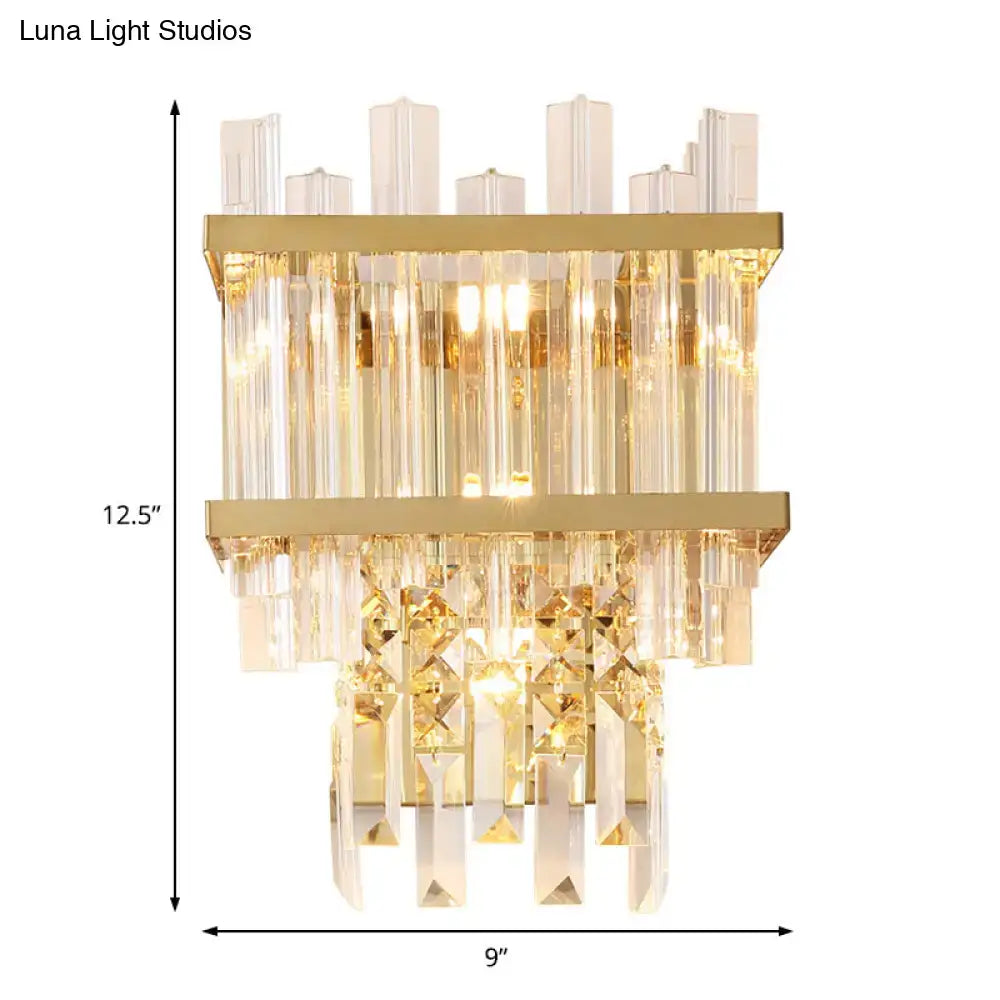 Contemporary brass & chrome wall lamp dining room crystal fixture
