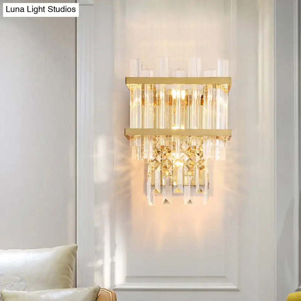 Contemporary brass & chrome wall lamp dining room crystal fixture