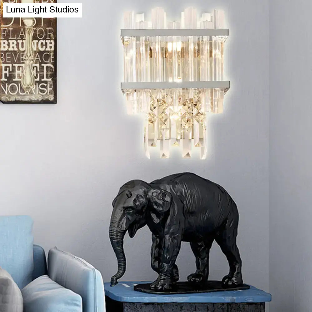 Contemporary brass & chrome wall lamp dining room crystal fixture