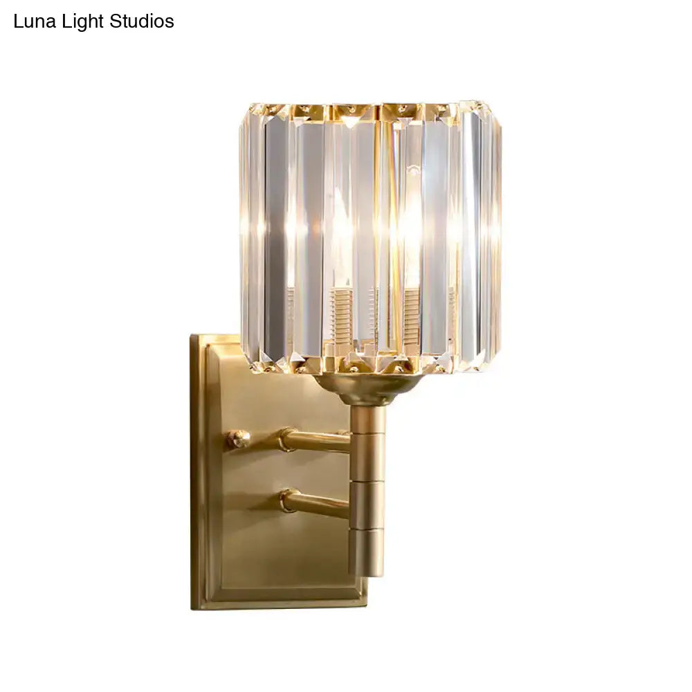 Contemporary brass crystal wall sconce bedroom light