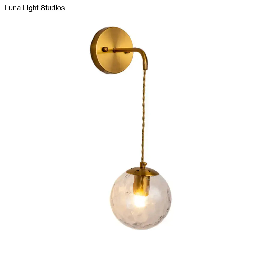 Contemporary brass dimpled glass wall lamp bedroom sconce