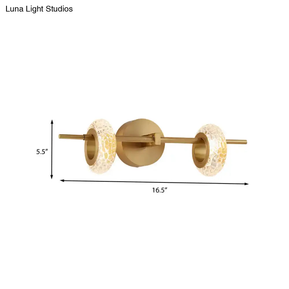 Contemporary brass double oval wall light fixture – bedroom led sconce