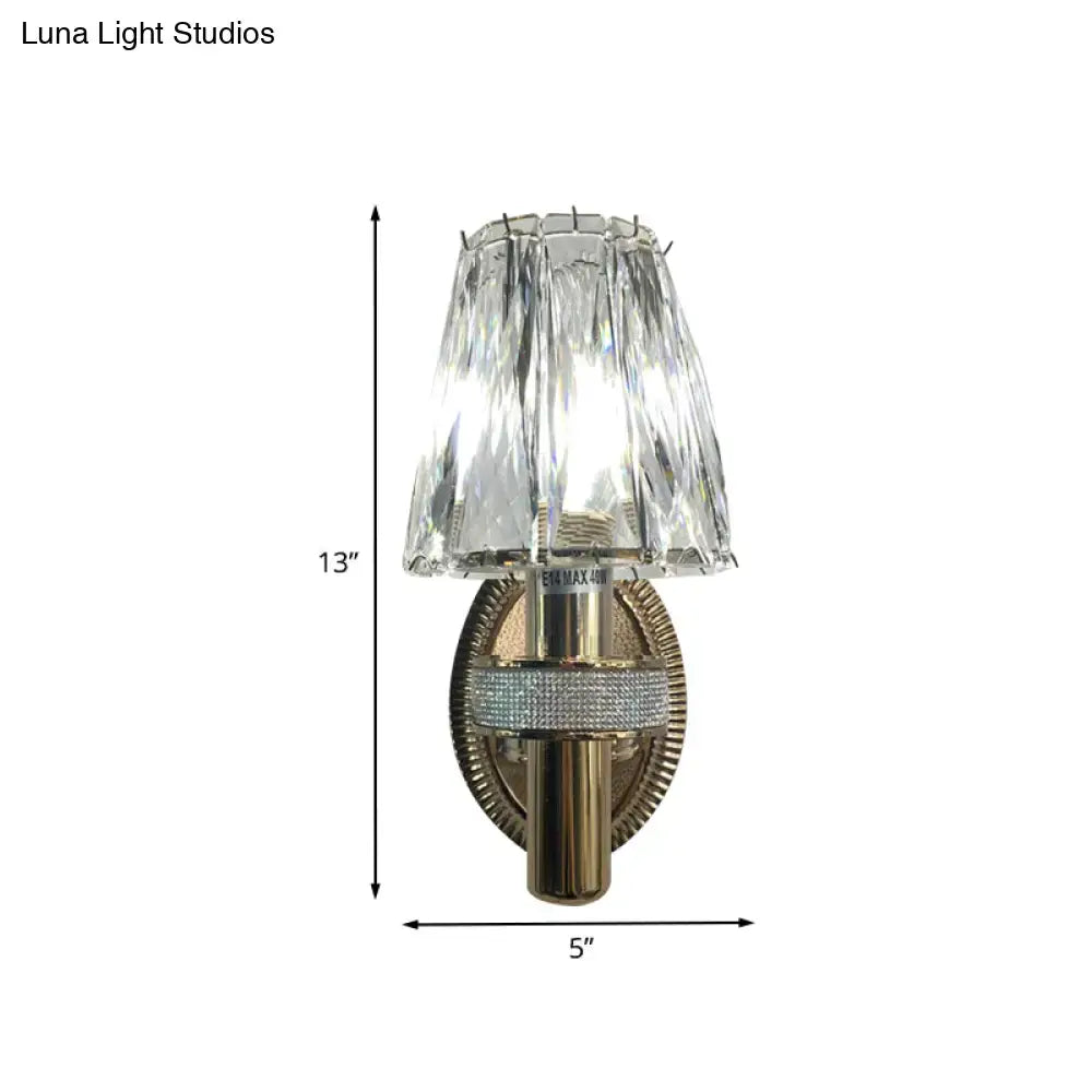 Contemporary bronze crystal wall sconce light bedroom glass shade