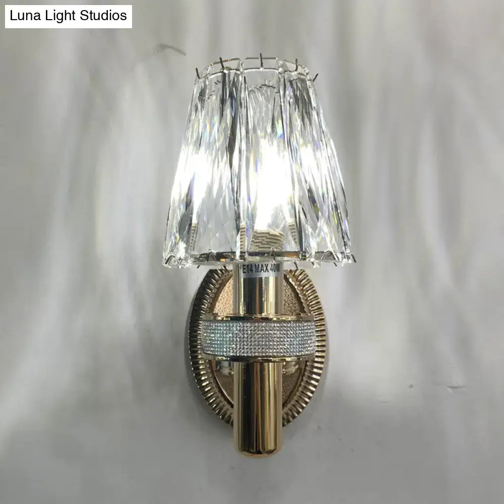 Contemporary bronze crystal wall sconce light bedroom glass shade
