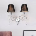 Contemporary chrome and crystal wall light fixture living room black