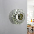 Contemporary chrome crystal wall lamp bedroom round faceted mirror