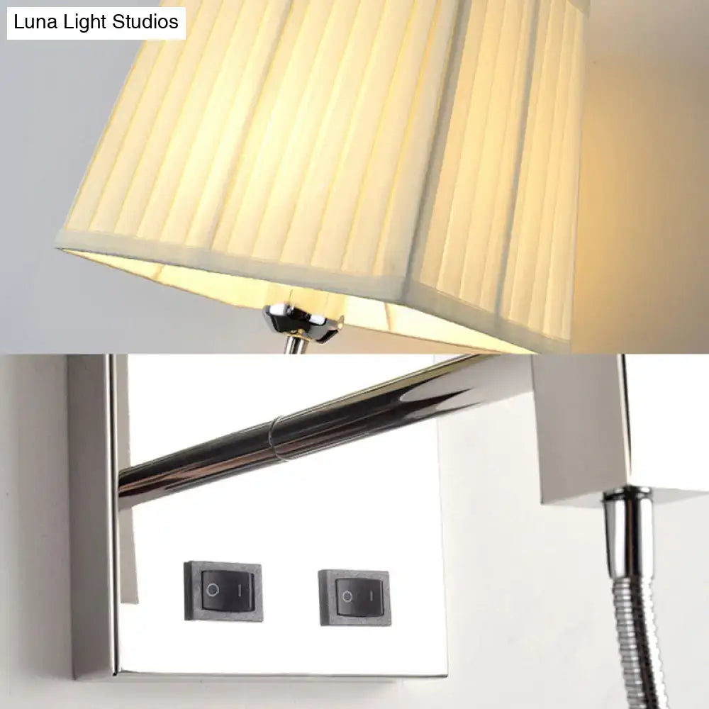 Contemporary chrome led light fixture with spot light bedroom sconce