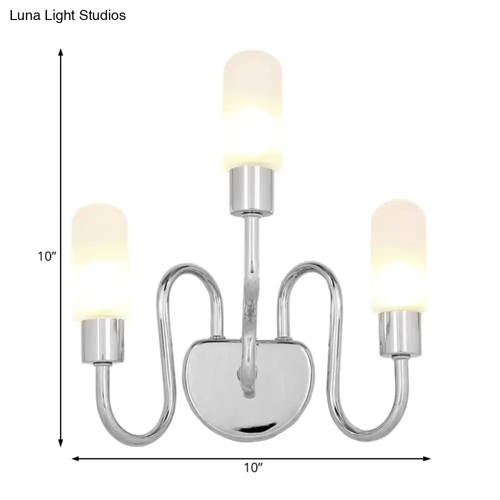 Contemporary chrome milk glass pill sconce bedroom wall light