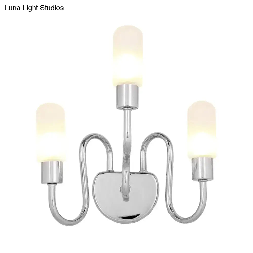 Contemporary chrome milk glass pill sconce bedroom wall light