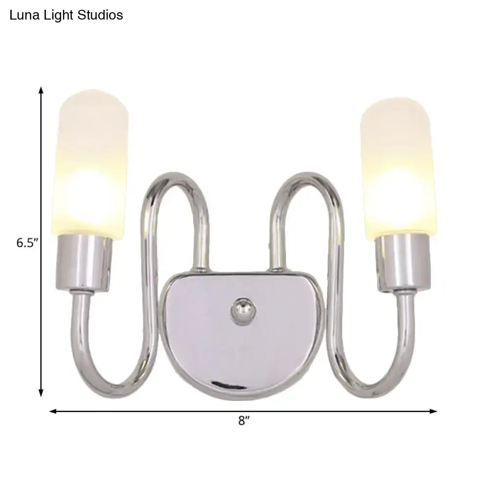 Contemporary chrome milk glass pill sconce bedroom wall light