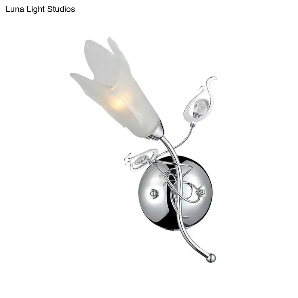 Contemporary chrome opal glass petal wall sconce bedroom e12 light