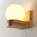 Contemporary cream glass wood sconce light fixture living room wall