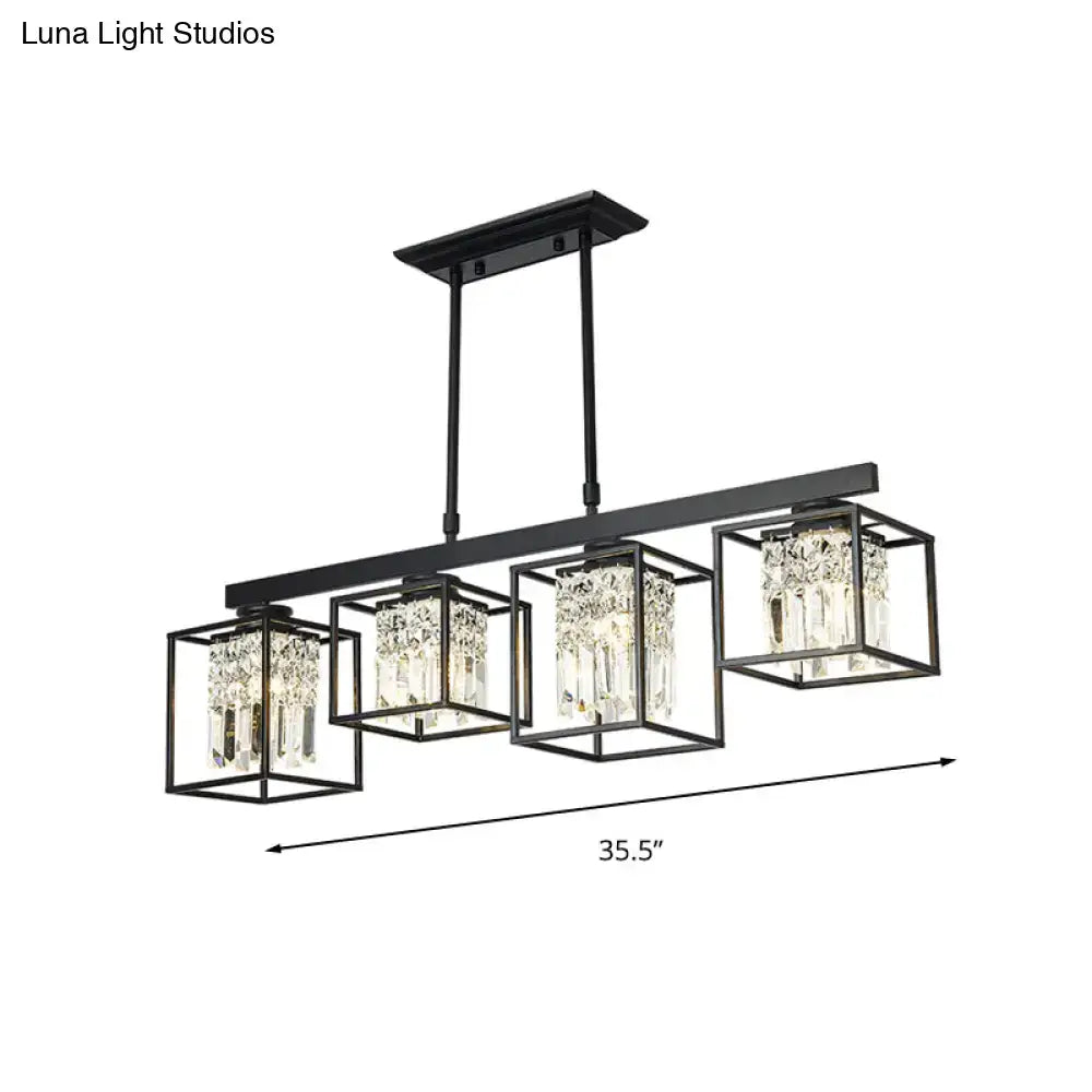 Contemporary crystal rod black island lamp kitchen ceiling light