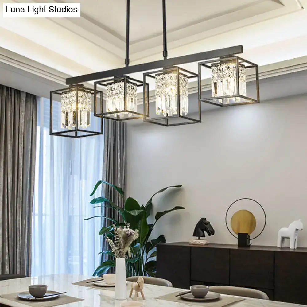 Contemporary crystal rod black island lamp kitchen ceiling light