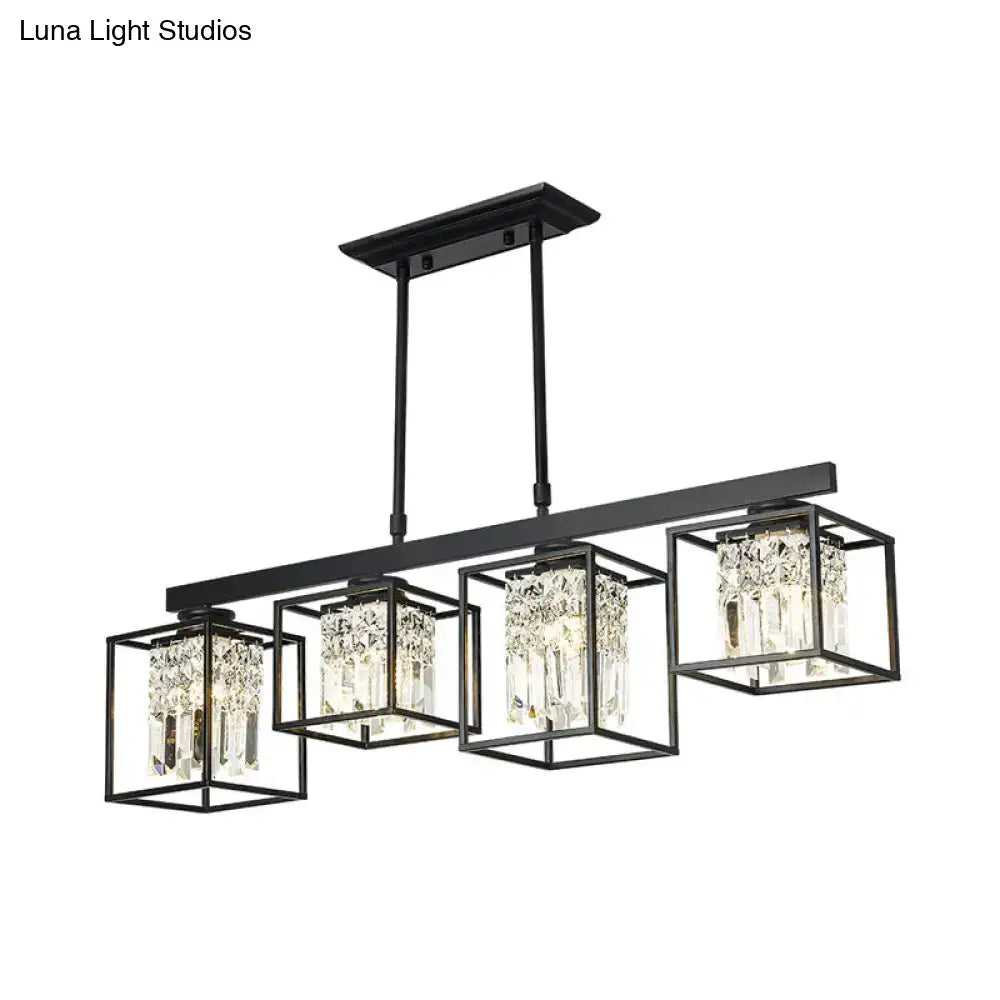 Contemporary crystal rod black island lamp kitchen ceiling light